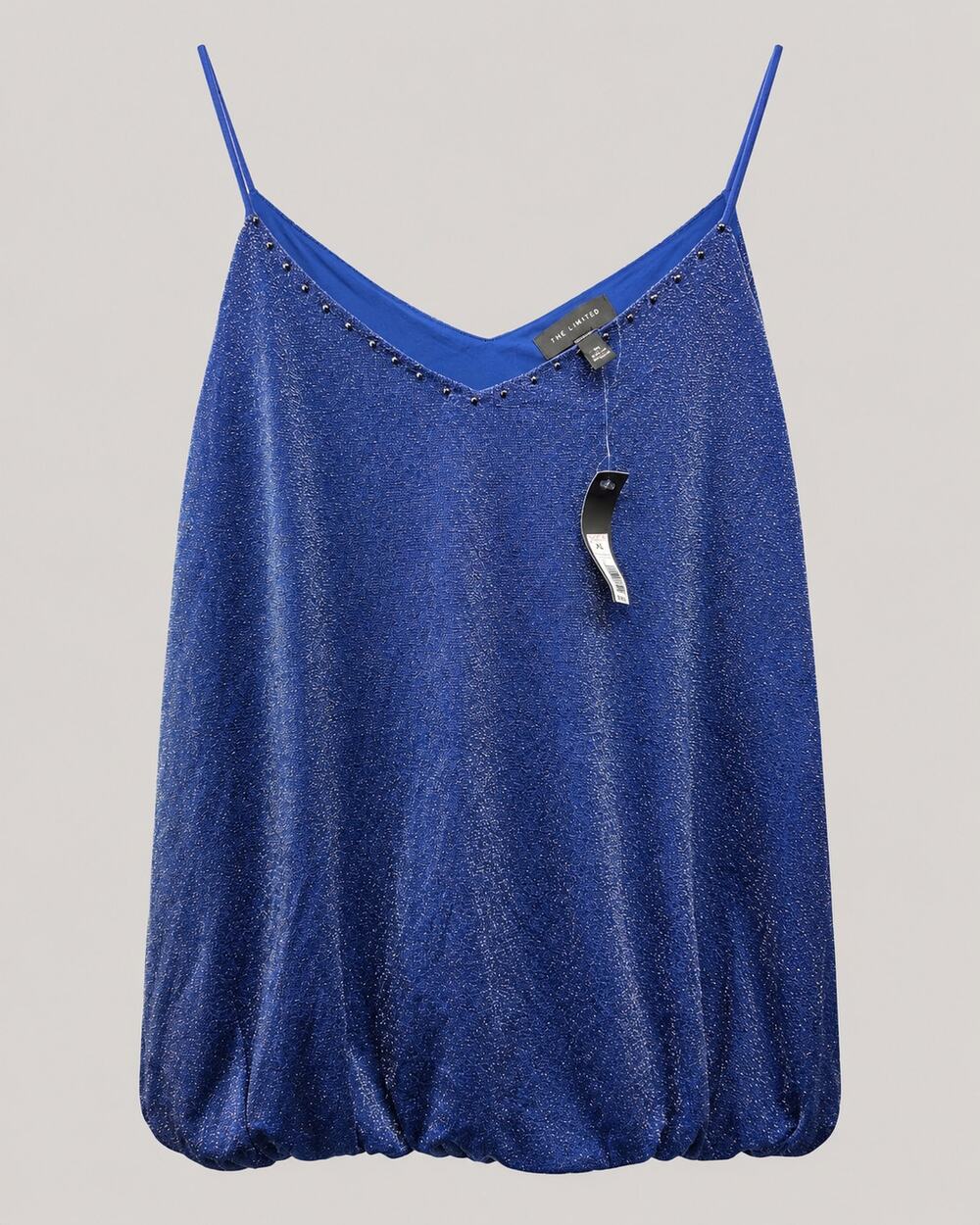 The Limited XL Metallic Blue Sparkle Studded V Neck Cami Tank Top NWT